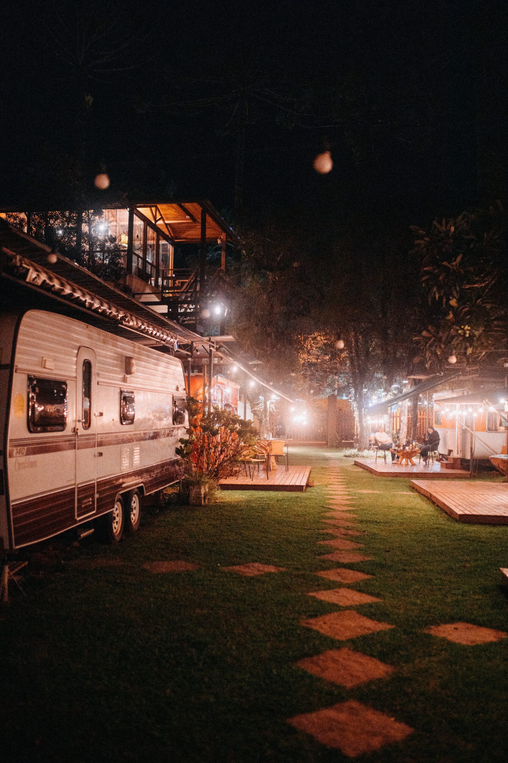 Outdoor garden with lighting